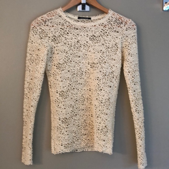 CALVIN RUCKER Tops - Long Sleeve Wool Lace Top